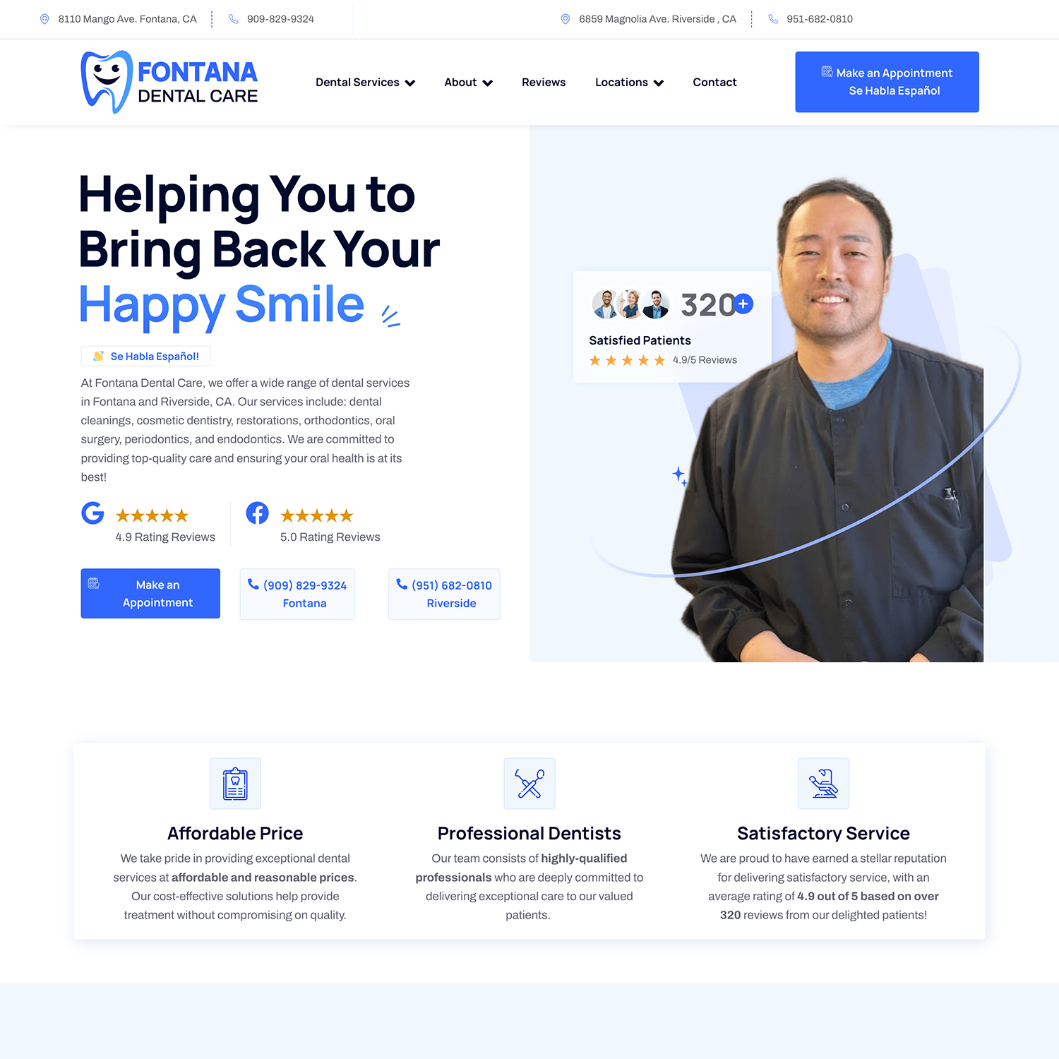 fontana dental care website