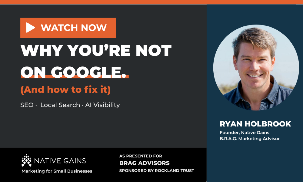 Why isn't my business showing up on Google? Small business SEO guide and webinar replay from NativeGains founder Ryan Holbrook.